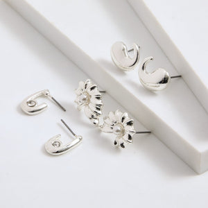 Set De Aros Jenny Plateado I-D