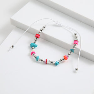 Tobillera Meri Mostacillas multicolor plateado ID