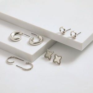 Set De Aros Isa Plateado I-D