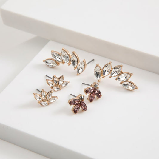 Set de Aros Doble Espiga Dorado Humana