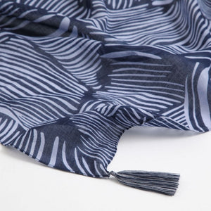 Pañuelo Estampado Ari Azul Borlas Humana