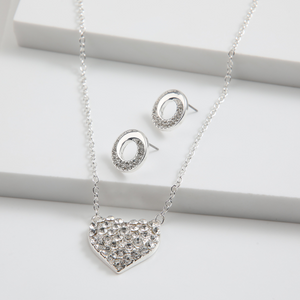 Set de aros y collar Cris Plateado ID