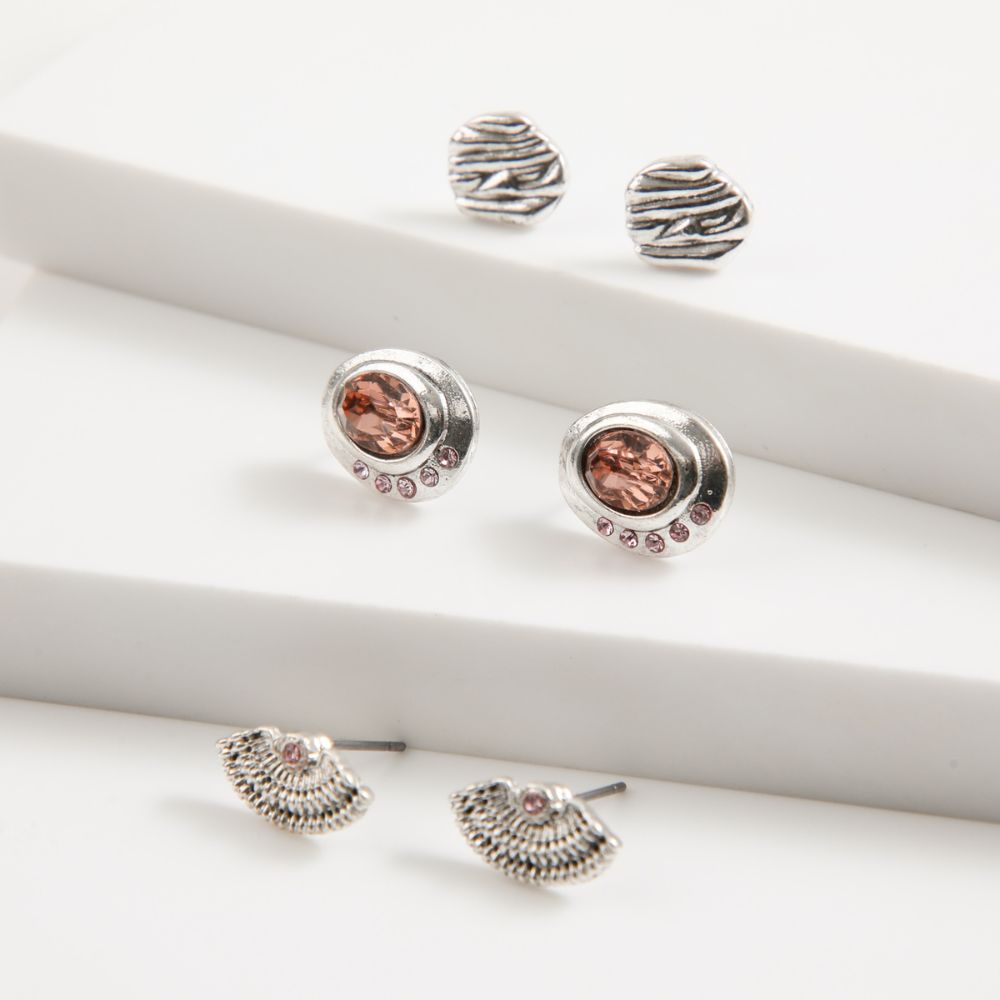 Set De Tres Aros Pegados Joel Plateado Id
