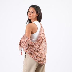 Pañuelo Estampado Rike Borlas Beige Tatienne