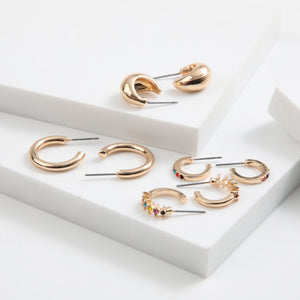 Set de 4 argollas Solara Dorado ID