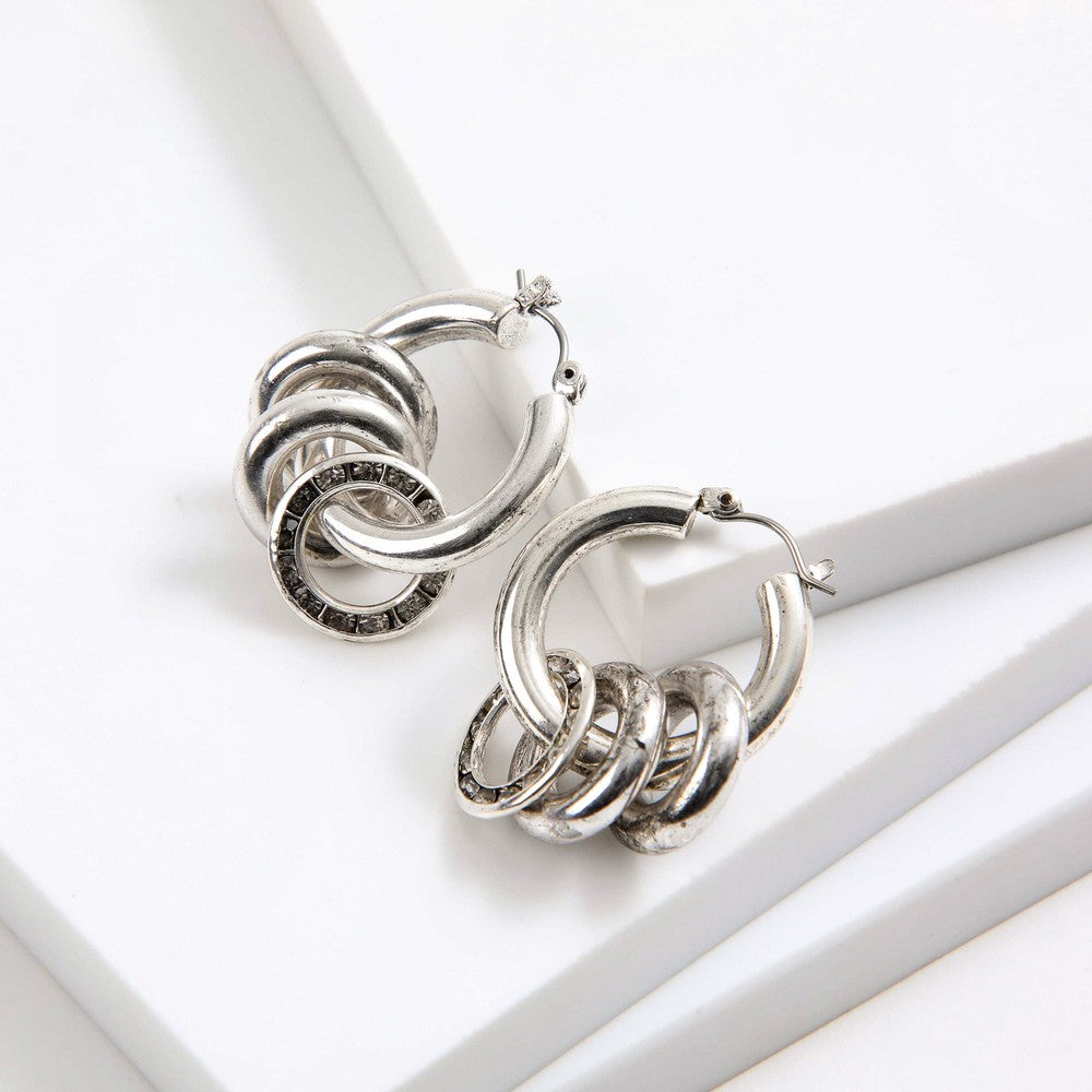 Aros Argollas Elena Plateado I-D