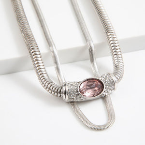 Collar Corto Doble Octopus Plateado Humana