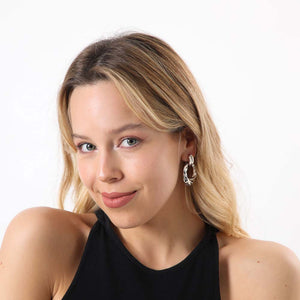 Aros Mediano Hibisco Plateado Humana