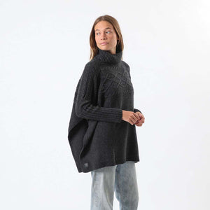 Poncho Melange Negro Tatienne