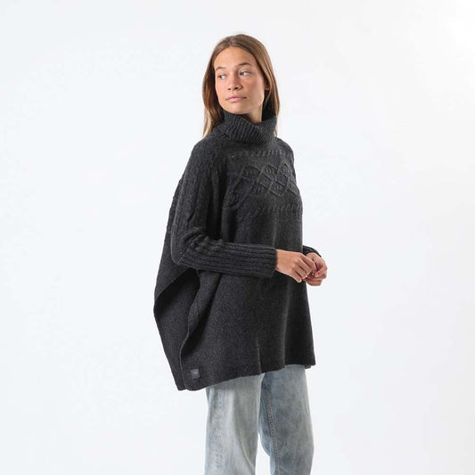 Poncho Melange Negro Tatienne