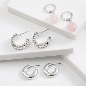 Set De 3 Argollas Rigel Plateado Humana