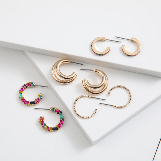Set de 4 argollas Zafira Dorado ID