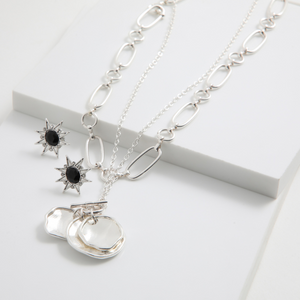 Set de aros y collar Mariela Plateado ID