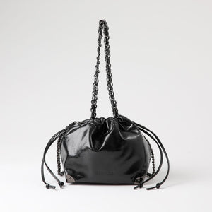 Cartera Bandolera Caty Ecocuero Brillante Negro Humana