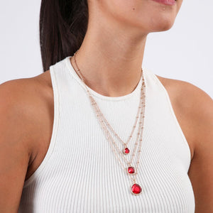 Collar Triple Cadenas Ruby Dorado Humana