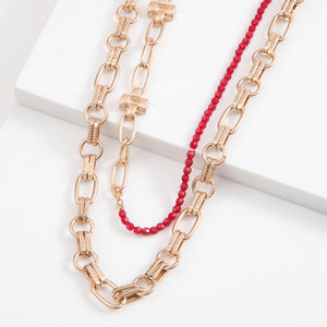 Collar Doble Ruby Dorado Humana