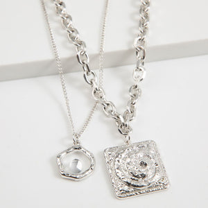 Collar Corto Doble Foz Plateado Tatienne