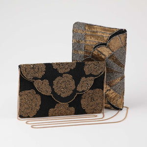 Cartera De Fiesta Mostacilla Flores Humana