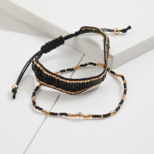 Set Pulseras Mykonos Negra Humana