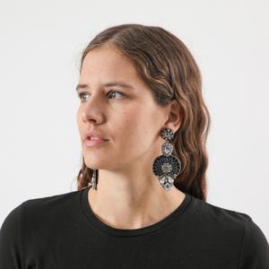 Aros Largo Brillos Azul Humana