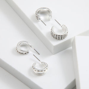 Set de 2 argollas Ro Plateado ID