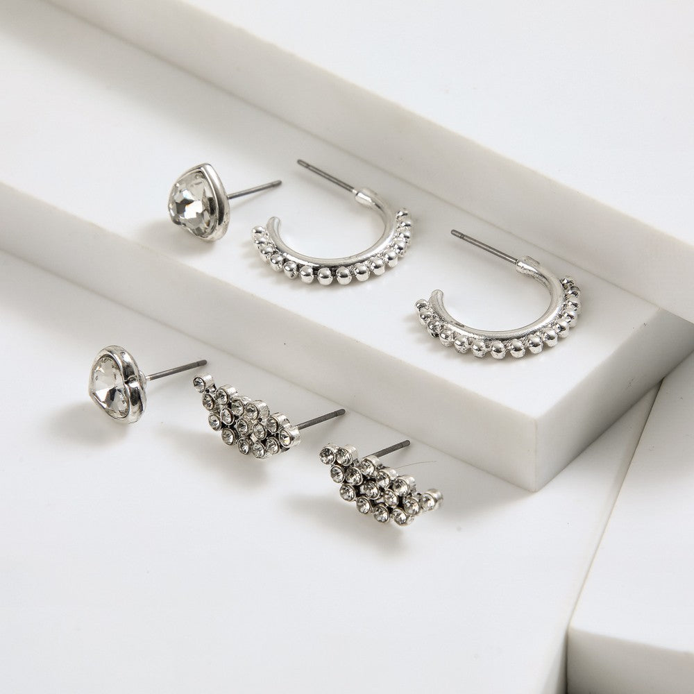 Set De Aros Maya Plateado I-D