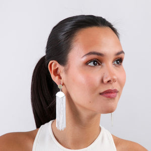 Aros Cadena Larga Plateado Humana