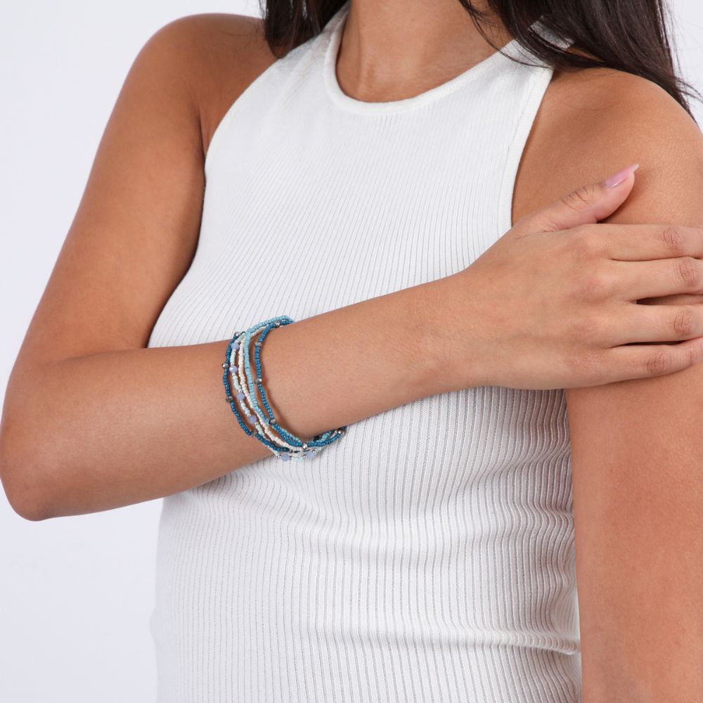 Set De 5 Pulseras Azul Humana