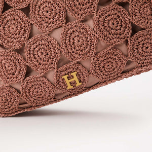 Cartera Tote Mila Tipo rafia tejida rosa Playa Humana