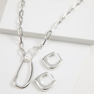 Set Collar y Aros Hook Plateado Tatienne