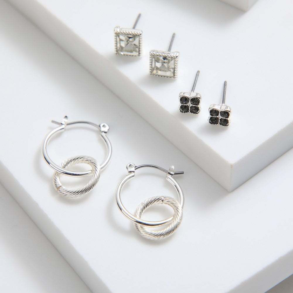 Set De Aros Luna Plateado Tatienne