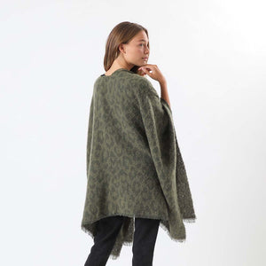 Poncho Leopard Verde Humana