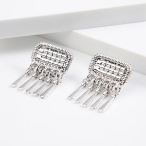 Aros Mediano Flecos Plateado Humana