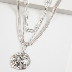 Collar Corto Triple Flora Plateado Tatienne