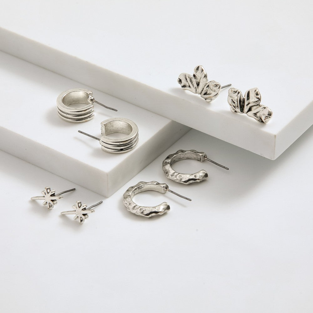 Set De Aros Irene Plateado I-D