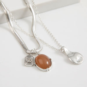 Collar Corto Doble Ama Plateado Tatienne