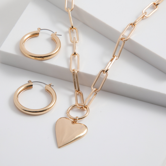 Set de argollas y collar Sirenna Dorado ID