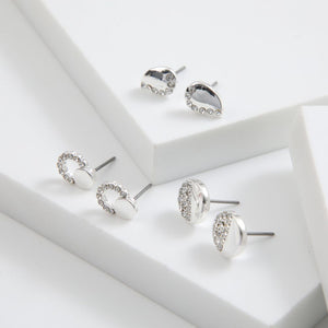 Set de 3 aros Luciana Plateado ID