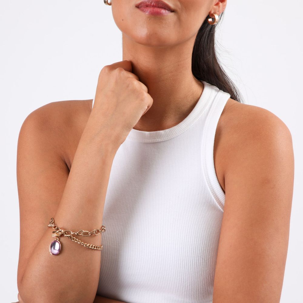 Pulsera Blanda Viol Dorado Humana