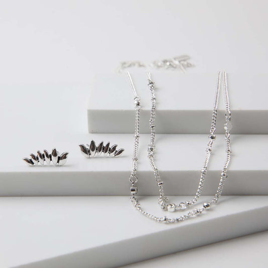 Collar Set Cross Plateado Humana