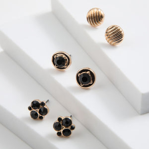 Set de 3 aros Halo cristal negro ID