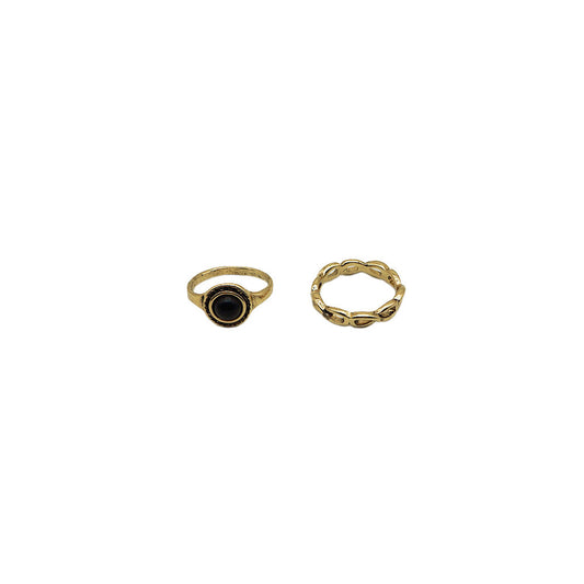 Set Anillos Jet Dorado Humana