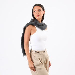 Pañuelo Liso Ada Fleco Negro Tatienne