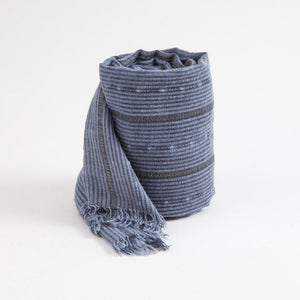 Pañuelo Liso Kata Flecos Azul Tatienne