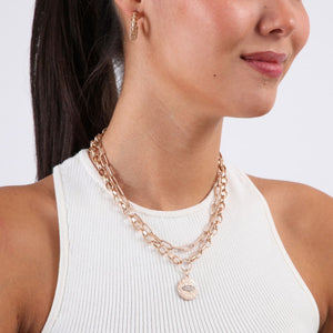 Collar Doble Cadena Eye Dorado Humana