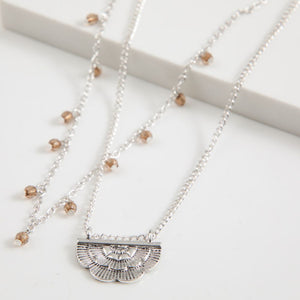 Collar Corto Doble Ambar Plateado Tatienne