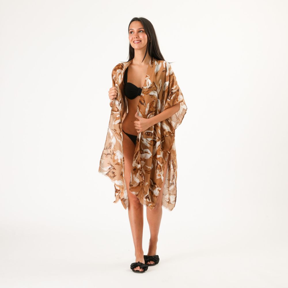 Kimono Abierto Floral Mustard Id