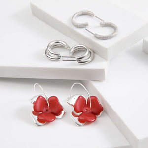 Set De 3 Argollas Rea Plateado Humana