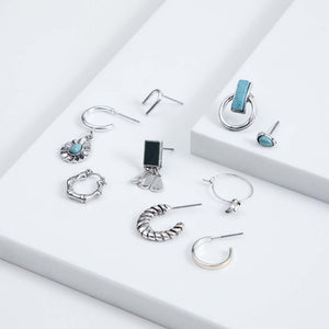 Set Aros Manzanilla Plateados Humana