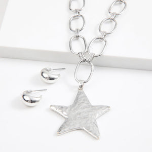 Set De Collar Y Aros Star Plateado Humana